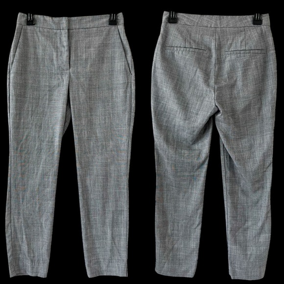 Zara Grey Plaid Work Trouser Ankle Pants Size 2 Career Pockets Workwear Preppy - Picture 1 of 5